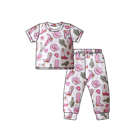 presale GSPO1755 Cowboy hat boots cactus heart short-sleeved trousers pajama set 2024 10.10