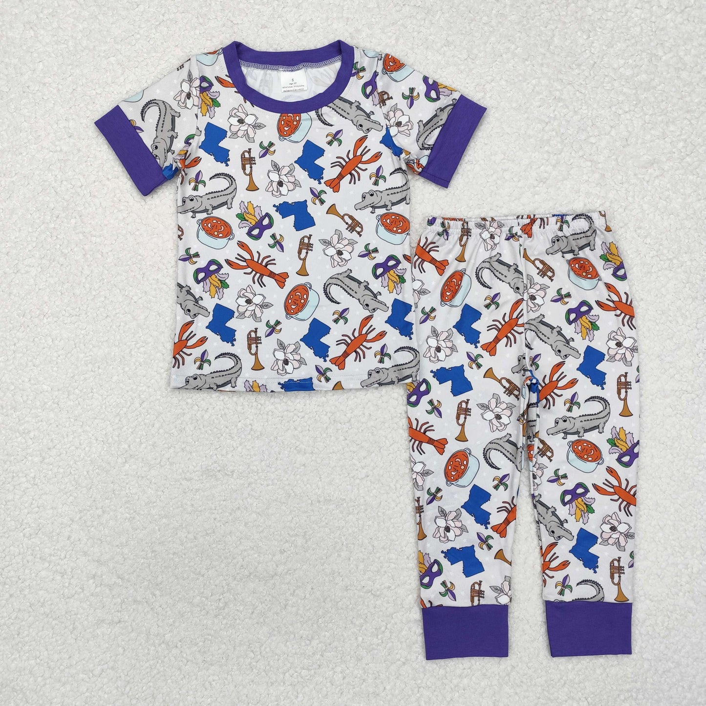 GSPO1758 Carnival Alligator Mask Short Sleeve Long Pants Pajama Set