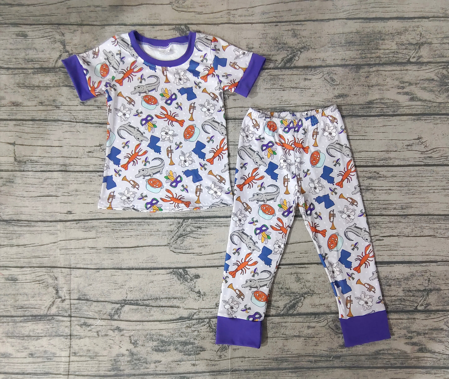GSPO1758 Carnival Alligator Mask Short Sleeve Long Pants Pajama Set