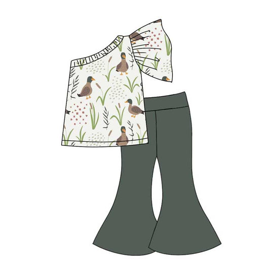 presale GSPO1780 Duck Grass Green One Shoulder Sleeve Trousers Suit   2024 10.19
