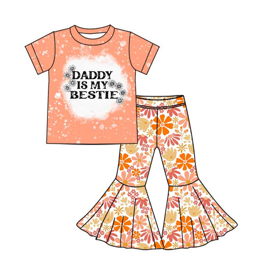 presale GSPO1794 Orange short-sleeved trousers suit with floral letters  2024 10.22