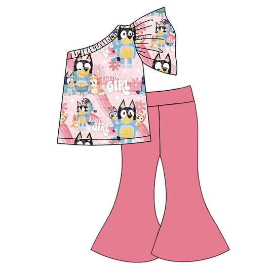 presale GSPO1795 Rainbow Pink One Shoulder Sleeve Trousers Set 2024 10.22