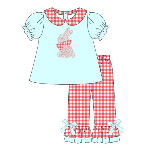 presale GSPO1820 Puppy Blue Bow Plaid Fly Sleeve Dress 2024 11.6