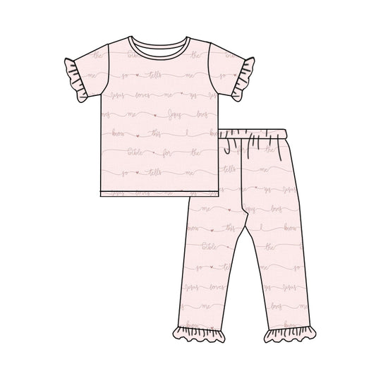 presale GSPO1836 Pink short-sleeved trousers pajamas set with letters 2024 11.13