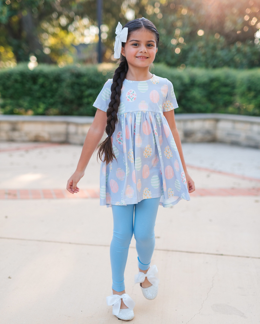 presale GSPO1848 Easter flower striped egg blue short-sleeved trousers suit  2024 11.21