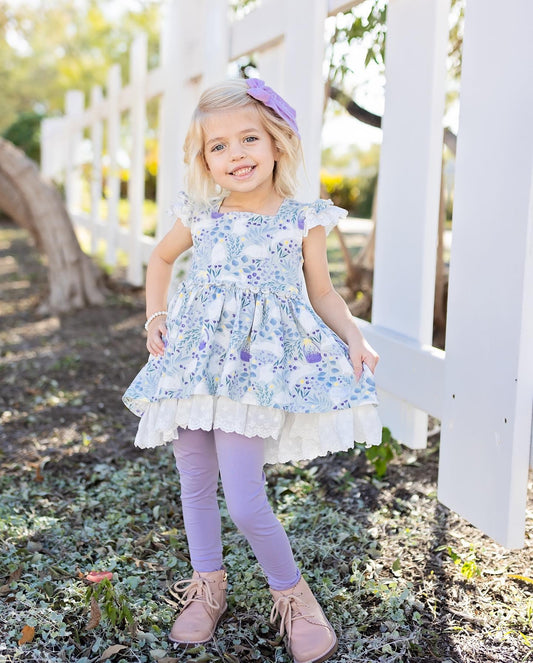 presale GSPO1857 Easter Bunny Flower Leaf Lace Fly Sleeve Purple Trouser Suit  2024 11.28