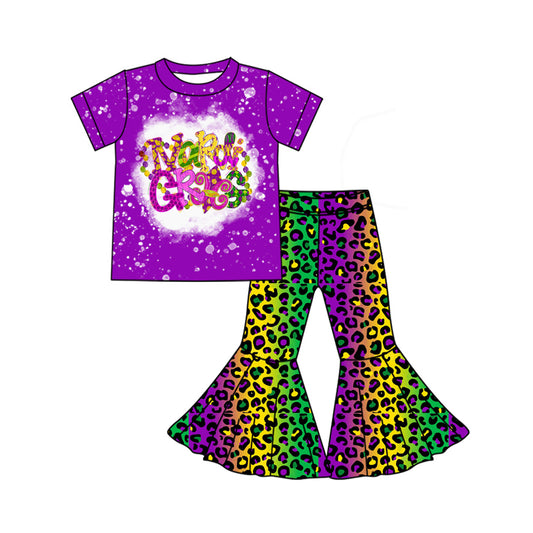presale GSPO1869 Purple short-sleeved leopard print trousers suit  2024 12.4