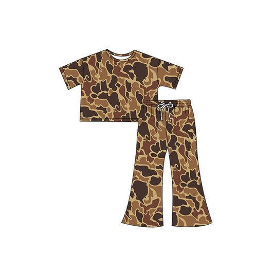 presale GSPO1885 Yellow and brown camouflage short-sleeved trousers suit   2024 12.7