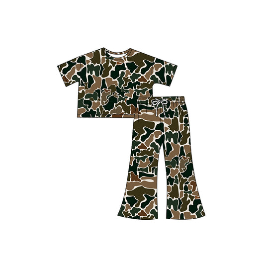 presale GSPO1886  Brown green camouflage beige short-sleeved trousers suit  2024 12.7