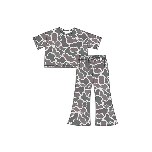 presale GSPO1889  Dark grey green camouflage short-sleeved trousers suit  2024 12.7