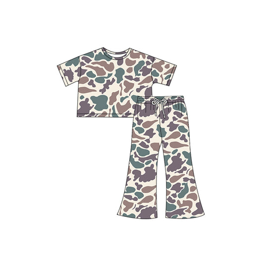 presale GSPO1890  Brown, green and purple camouflage short-sleeved trousers suit 2024 12.7