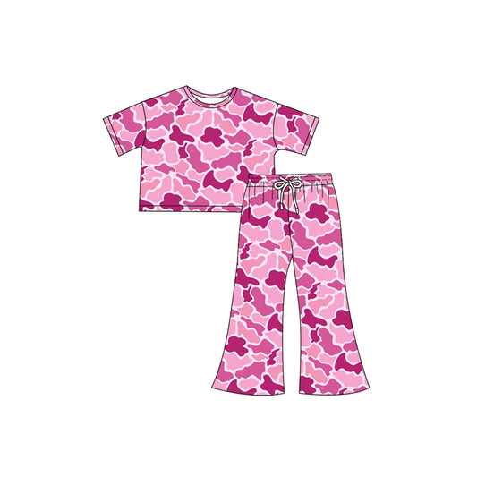 presale GSPO1898  Rose red camouflage short-sleeved trousers suit  2024 12.7