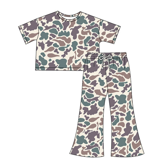presale GSPO1906 Adult female brown green purple camouflage short-sleeved trousers suit 2024 12.7
