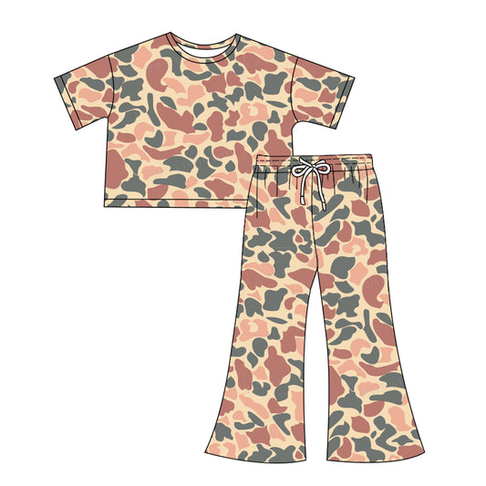 presale GSPO1910 Adult female red and green camouflage short-sleeved trousers suit 2024 12.7