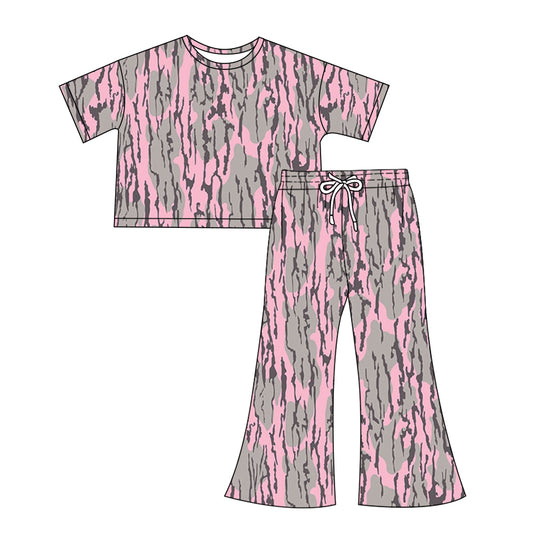 presale GSPO1913 Adult female pink grey camouflage short sleeve trousers suit 2024 12.7