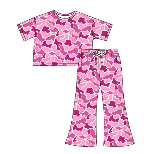 presale GSPO1914 Adult female rose red camouflage short-sleeved trousers suit 2024 12.7