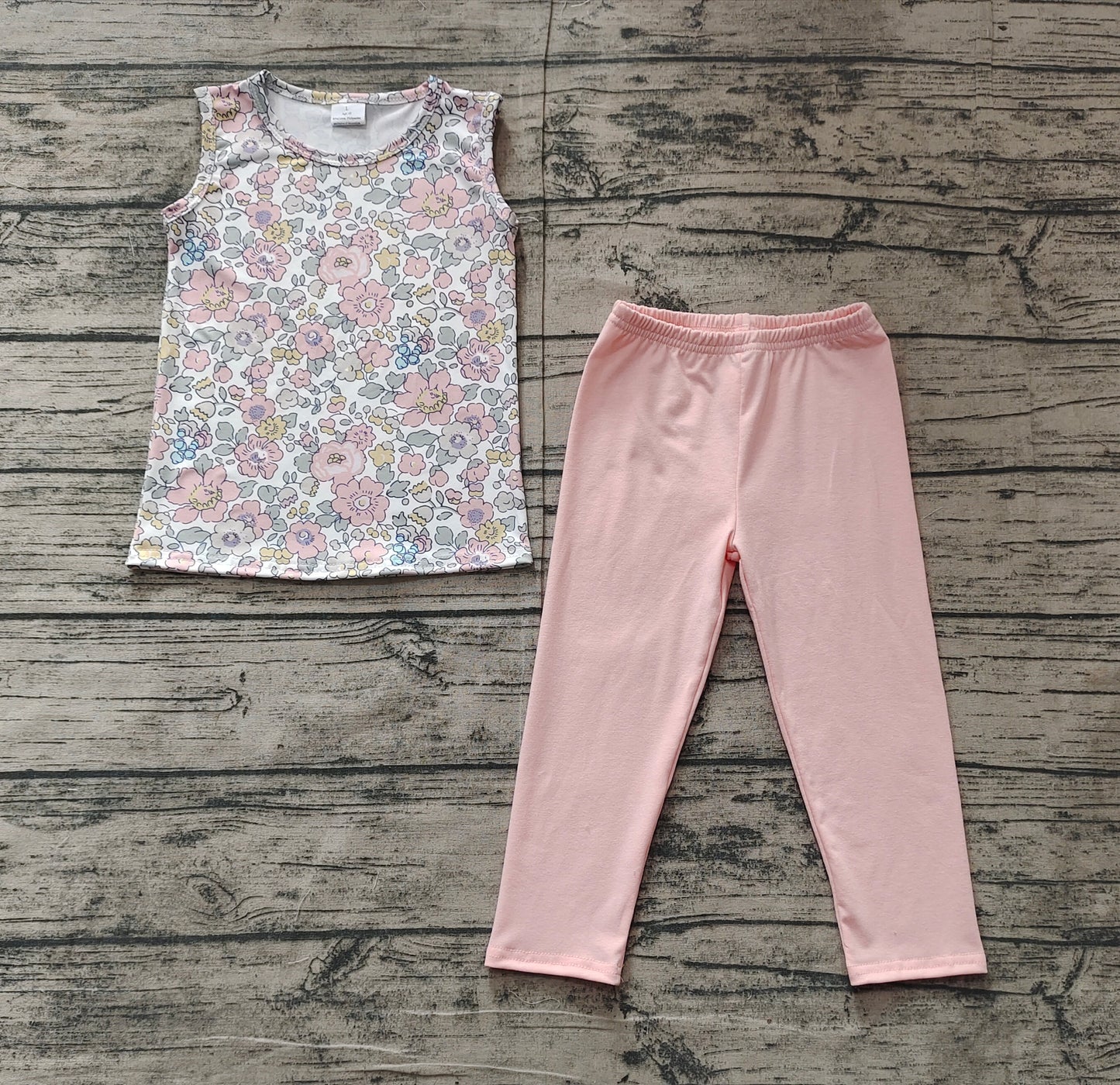 GSPO1919  Baby Girls Spring Pink Flowers Top Legging Outfits