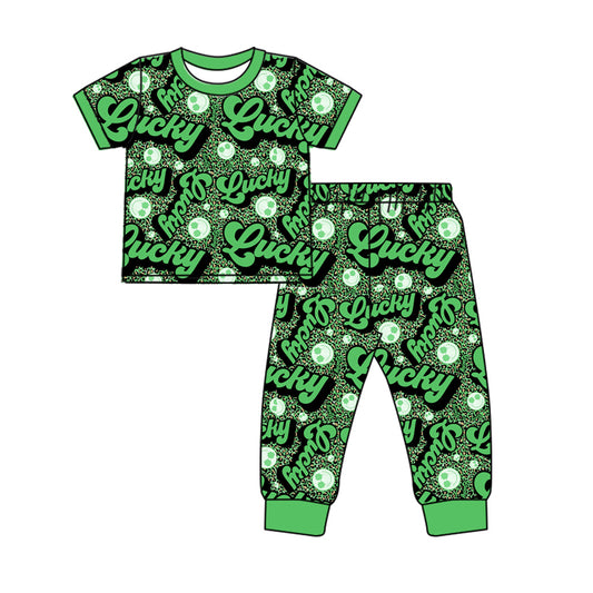 preorder GSPO1925  Smiley Leopard Print Short Sleeve Long Pants Pajama Set  2024 12.10