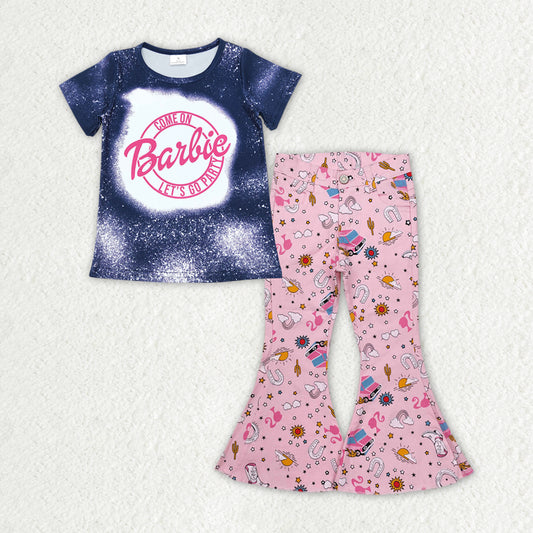 GSPO1930 Girls Shirt Pink Denim Jeans Pants Clothes Sets
