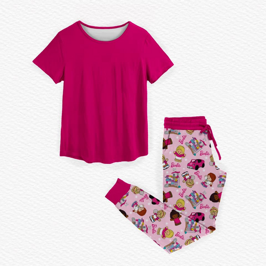 presale GSPO1995 Baby Girls Cotton Doll Pink Top Pants Clothes Sets  D 2.14
