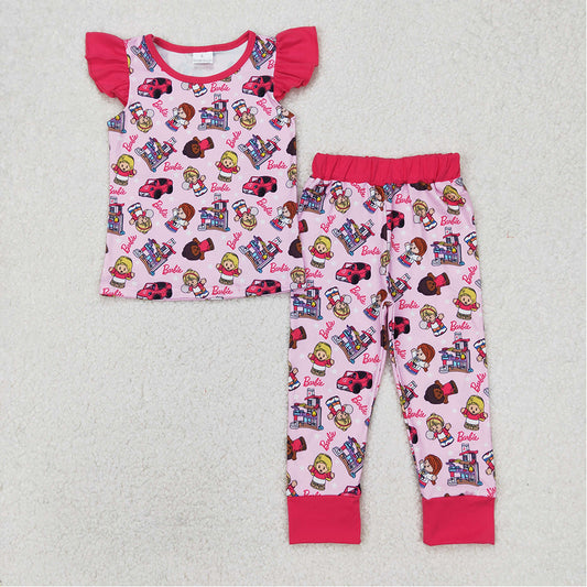 GSPO1996 Baby Girls Doll Pink Top Pants Pajamas Clothes Sets D 3.17