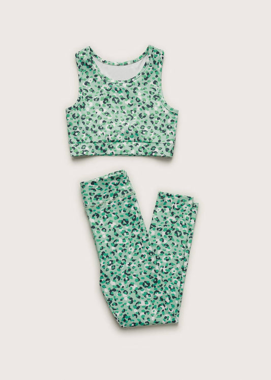 presale GSPO1997 Baby Girls Green Leopard Yoga Vest Short Active Wear Clothes Sets 2025 2.15