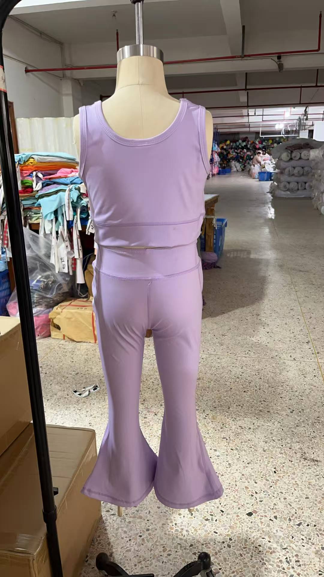 GSPO2006 Baby Girls Lavender Yoga Vest Bell Bottom Pants Active Wear Clothes Sets  D 4.2
