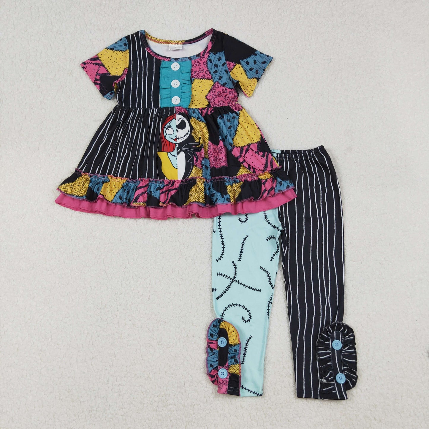 GSPO2056 Baby Girls Cartoon Ghost Tunic Stripes Leggings Halloween Set D 820