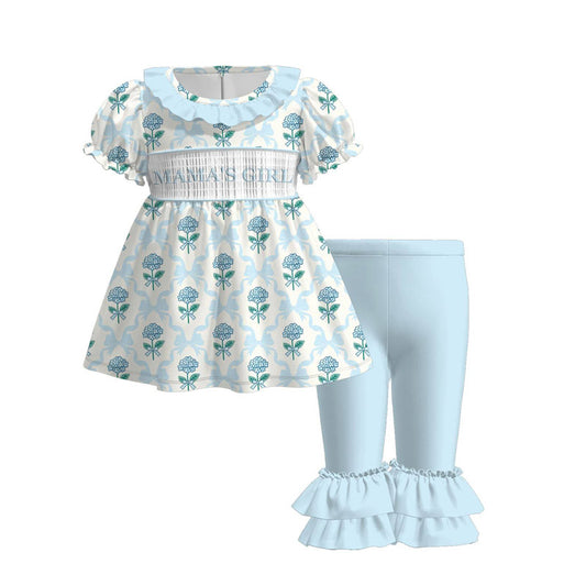 presale GSPO2190 Baby Girls Bows Flowers Mama's Girl Tunic Ruffle Pants Clothes Sets  D 1126