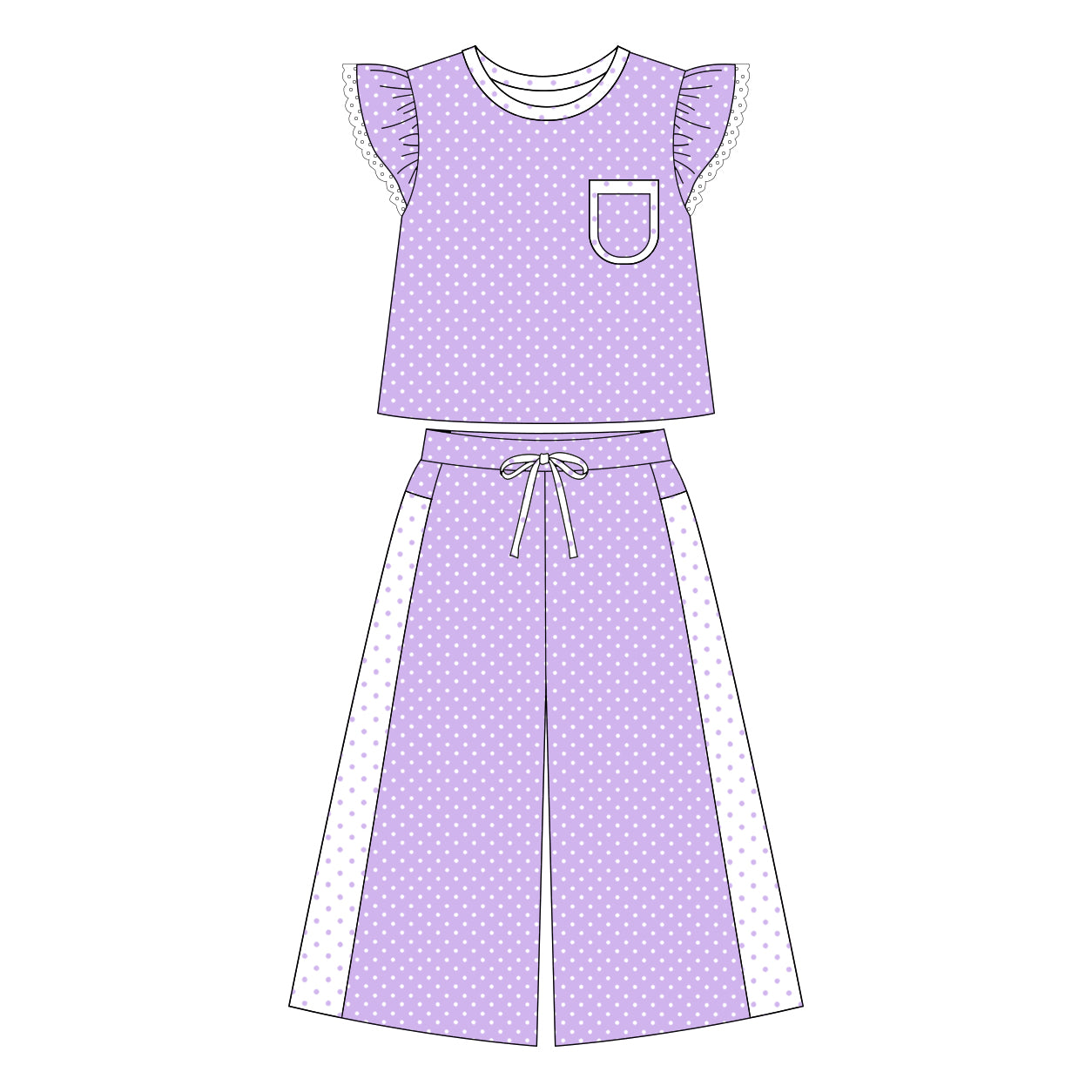Pre order lavender polk dots straight pants set