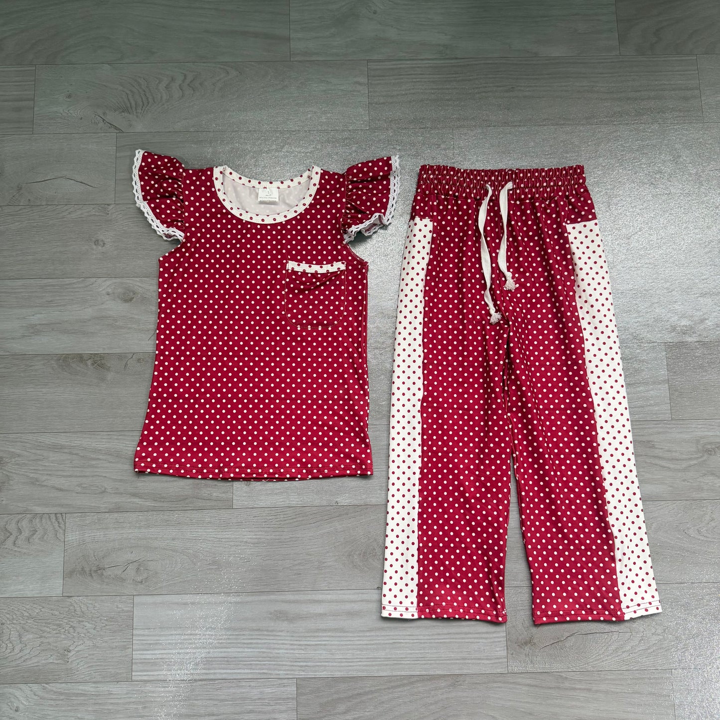 Pre order maroon polk dots pants set