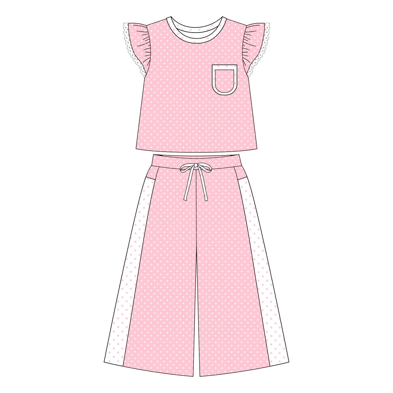 Pre order pink polk dots straight pants set