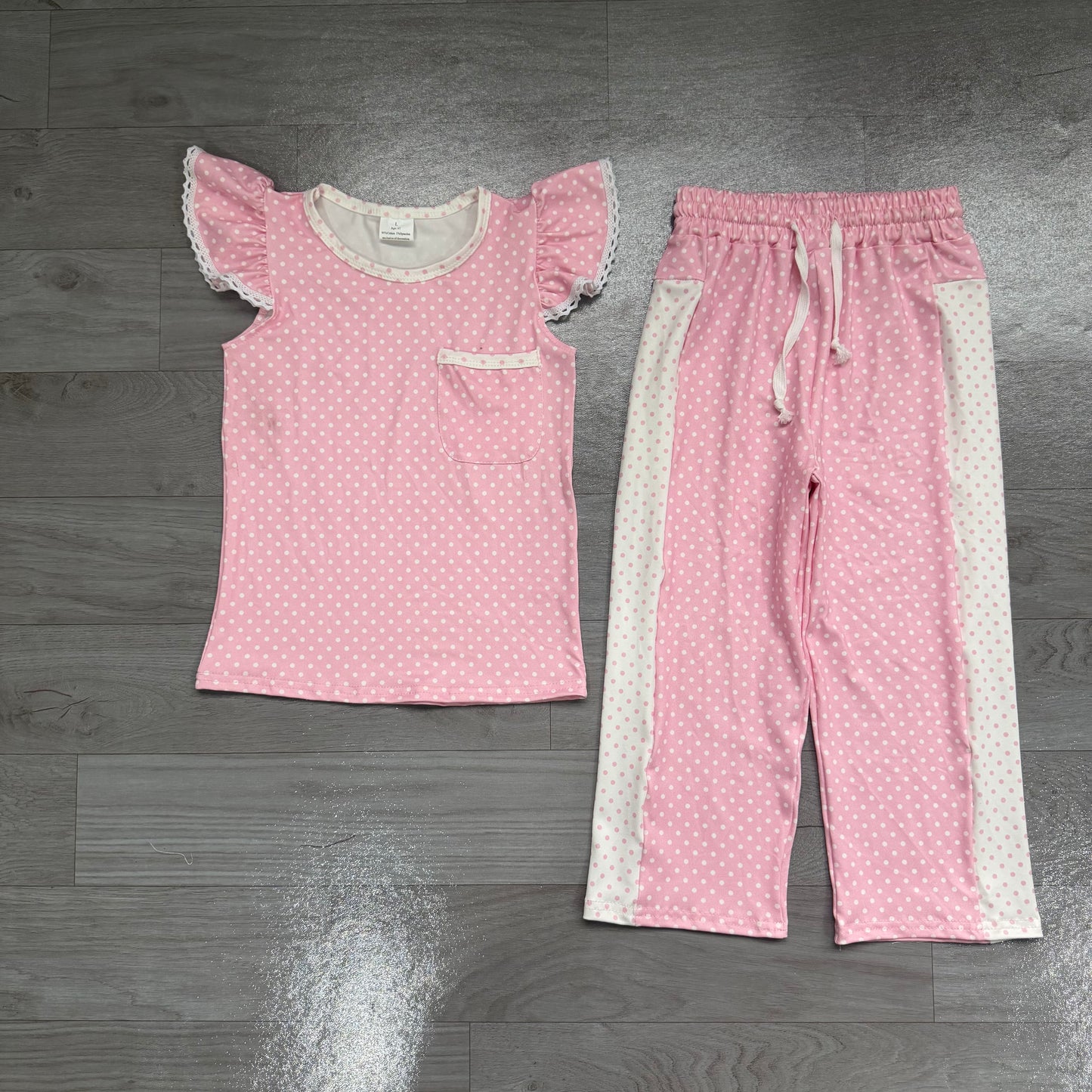 Pre order pink polk dots pants set