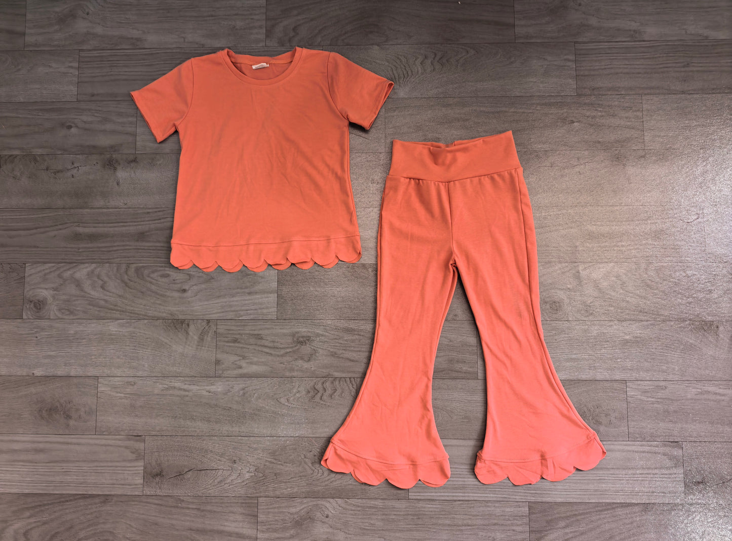 Pre order solid color scallop pants set