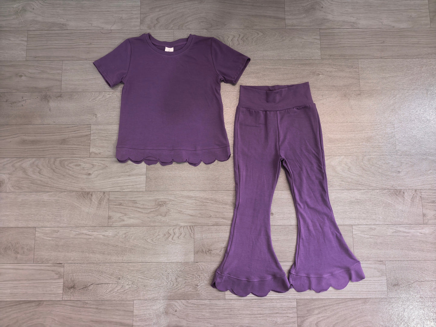 Pre order solid purple scallop tee pants set