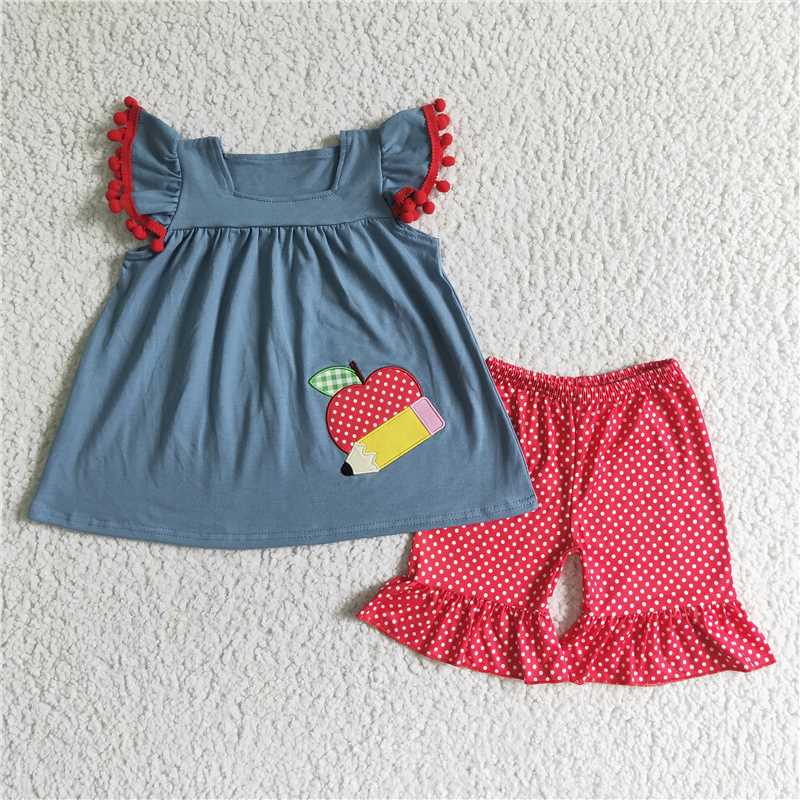 Match Baby Girls Back To School  Tunic Top Shorts Clothes Sets D 3.15
