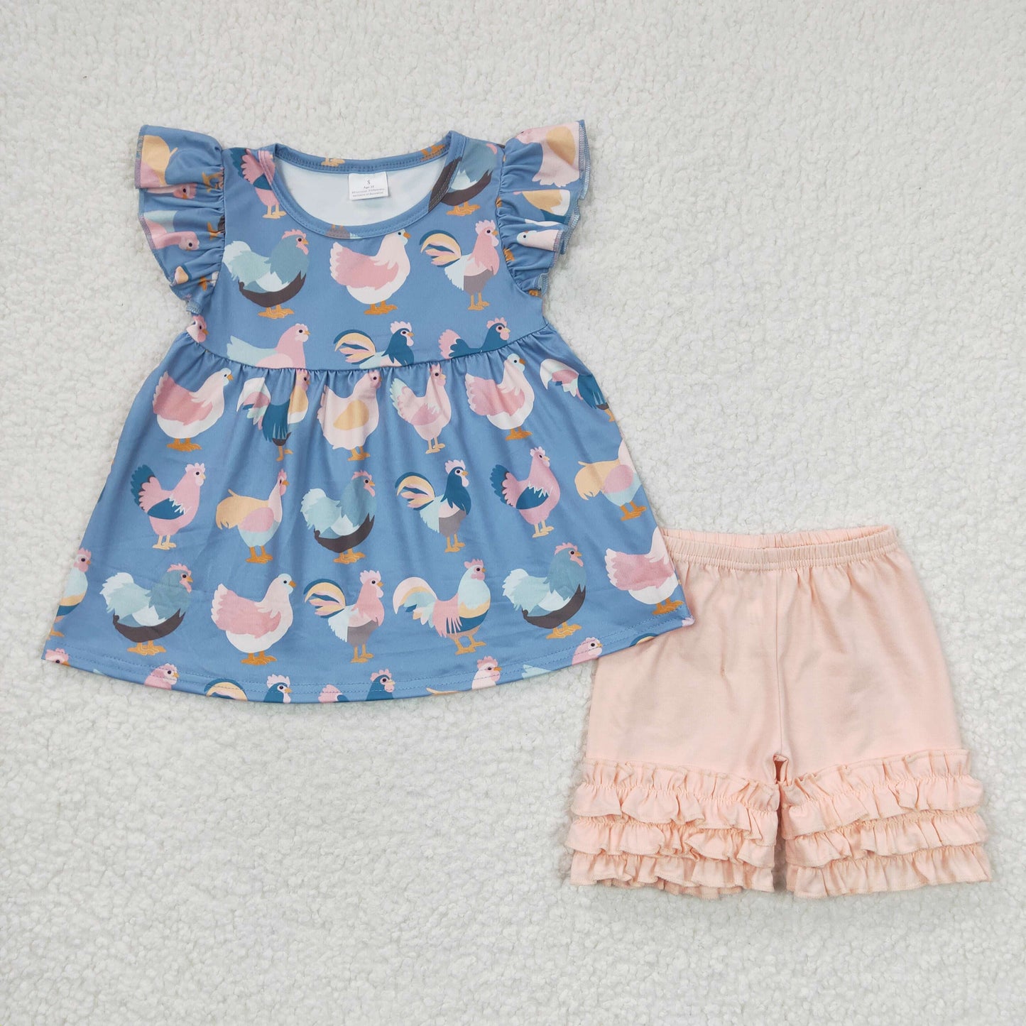 GSSO0168  baby girl chicken shorts set