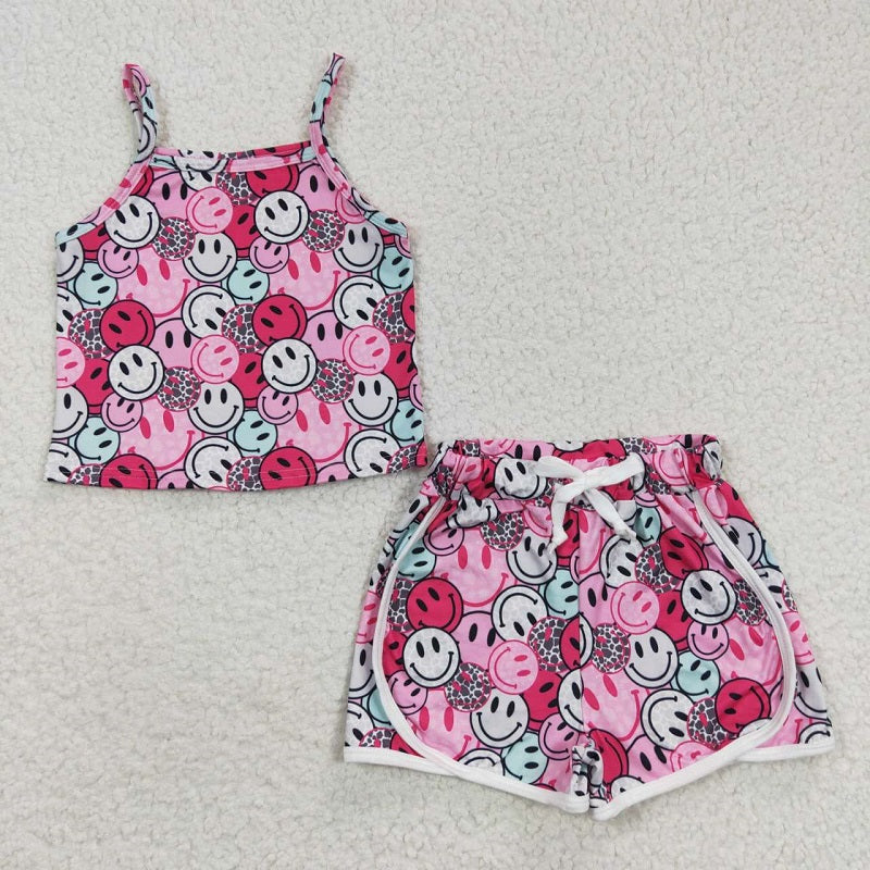 GSSO0340 Smile Pink Headband Sleeveless Shorts Set