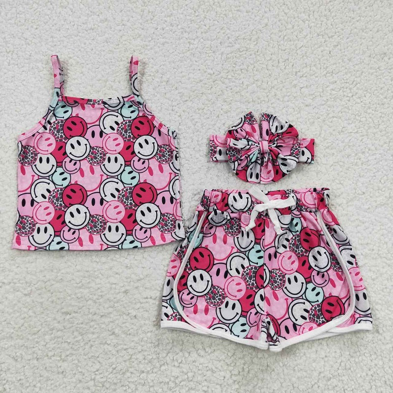 GSSO0340 Smile Pink Headband Sleeveless Shorts Set