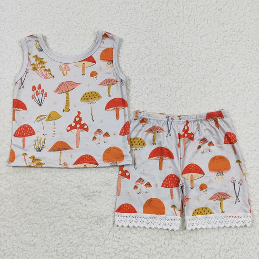 GSSO0346 Mushroom Sleeveless Tank Shorts Set