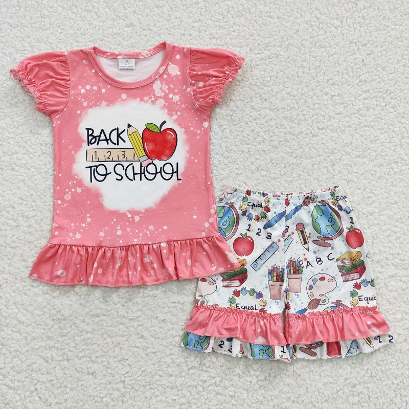 GSSO0355 back to school ruler pencil apple short-sleeved shorts suit