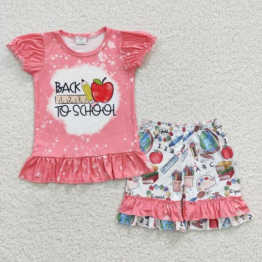 GSSO0355 back to school ruler pencil apple short-sleeved shorts suit