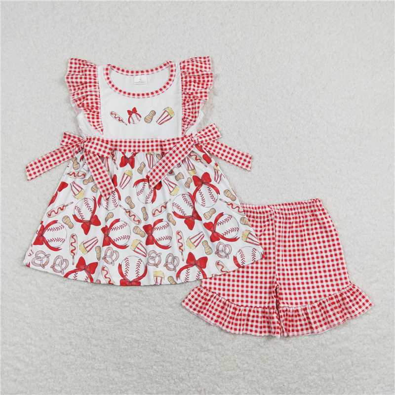Match Baby Girls Baseball Bows Sister Rompers Clothes Sets D 3.17