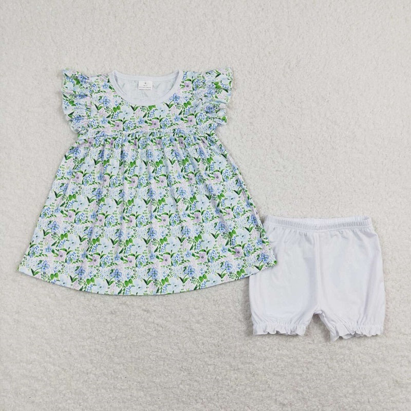 GSSO0601 Flower flying sleeve shorts suit