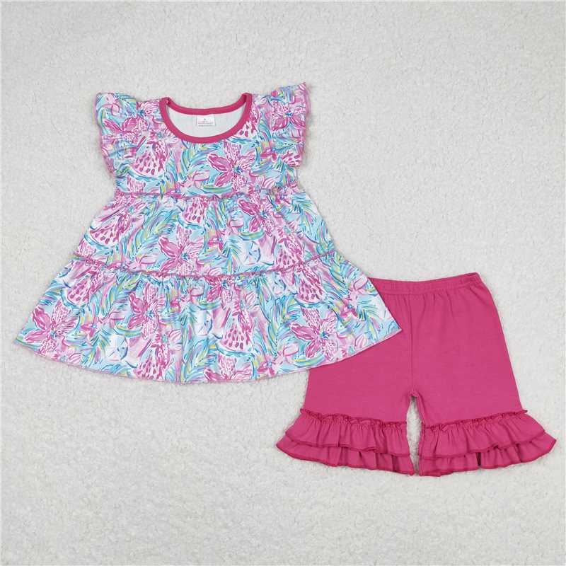 Match Baby Girls Flowers Set Romper  D 3.15