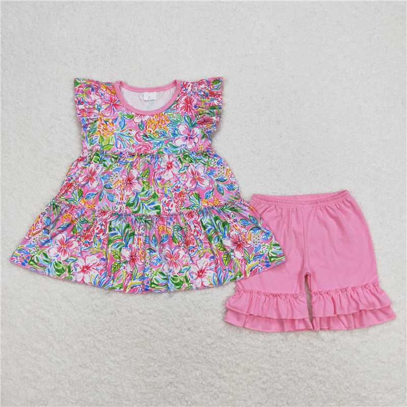 Match Baby Girls Flowers Set Romper  D 3.15