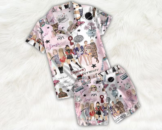 pre-order GSSO0661 1989 pink and white short-sleeved shorts pajama set