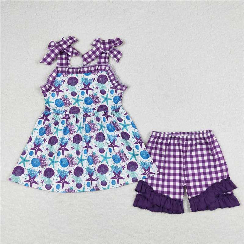 Match Baby Girls Straps Purple Starfish Sister Sibling Designs Clothes Sets D 4.12