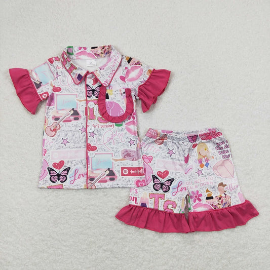 GSSO0737 Pocket lace silver short-sleeved shorts pajama set