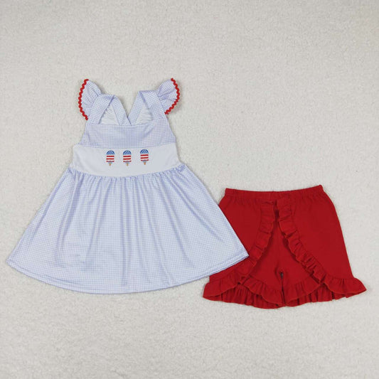 GSSO0798 4th of july embroidery popsicle shorts set